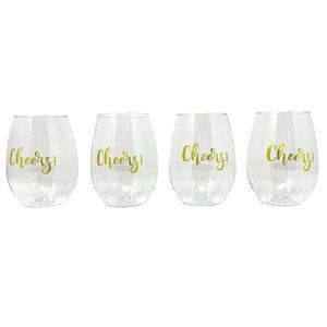 NWT Creative Brands 16 oz. Stemless Acrylic Wine Glass, Set of 4